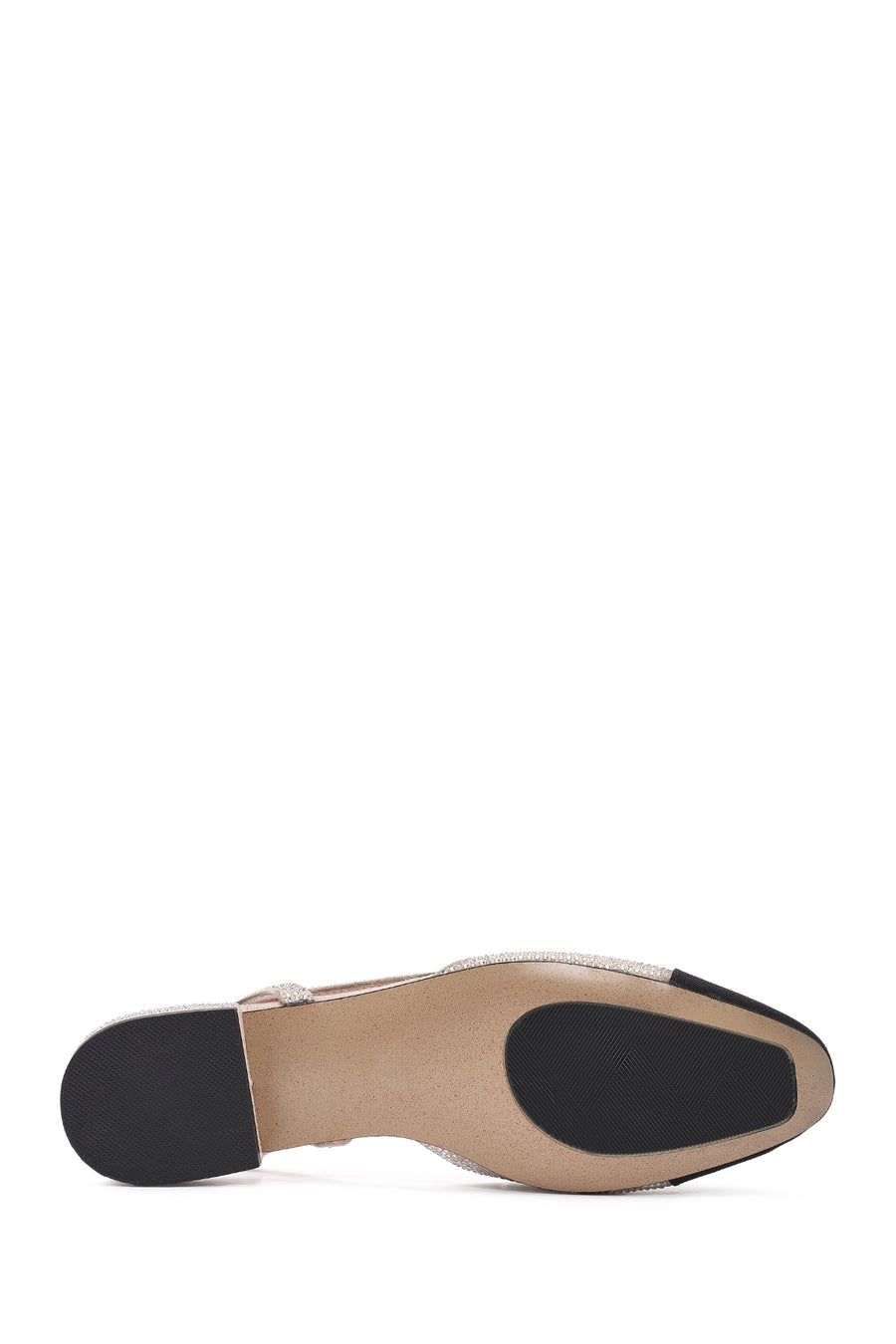 Women's Beige Open Back Stoned Ballerinas