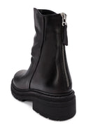 Women's Black Back Zipper Leather Boots | Derimod