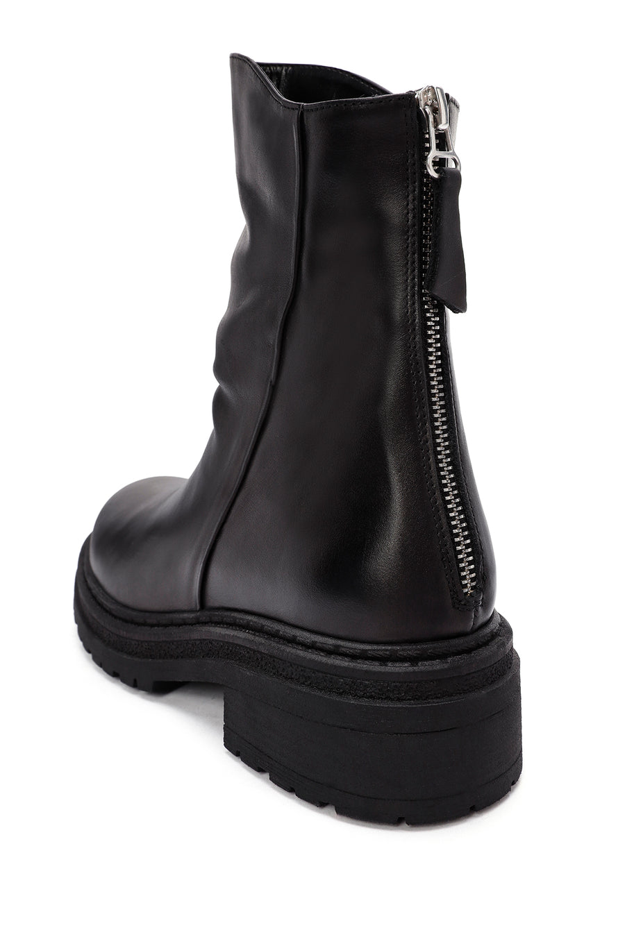 Women's Black Back Zipper Leather Boots