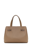 Woman Dark Beige Long-Strap Patterned Shoulder Bag | Derimod