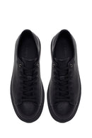 Erkek Siyah Bağcıklı Kalın Tabanlı Deri Sneaker | Derimod