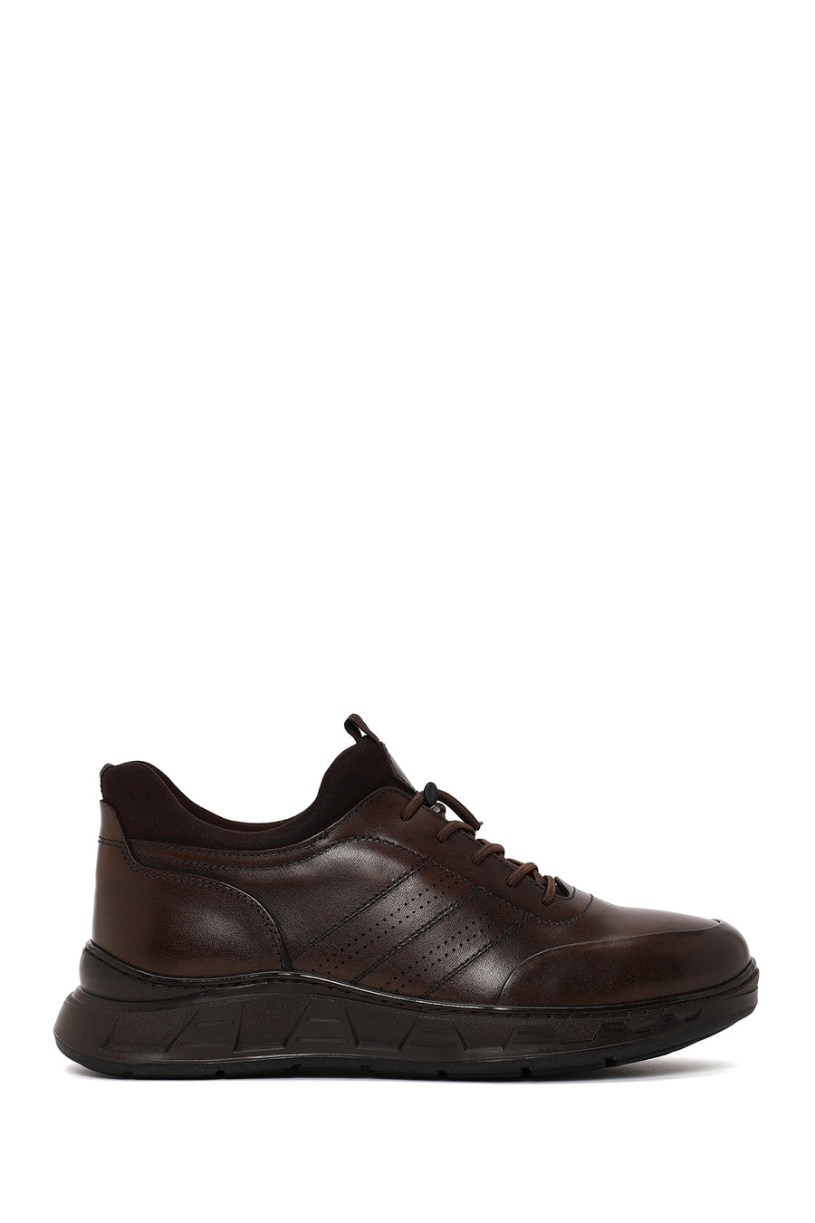 Derimod Fly Erkek Kahverengi Bağcıklı Kalın Tabanlı Deri Casual Sneaker WM720014DV | Derimod