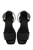 Women's Black Ankle Strap Wedge Heeled Sandals | Derimod