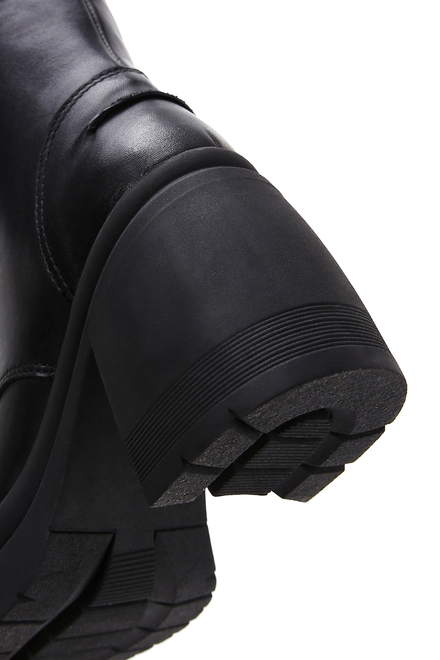 Women's Black Leather Platform Heeled Boots