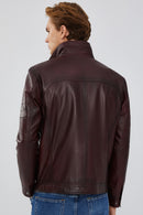 Bruno Men's Claret Red Leather Jacket | Derimod