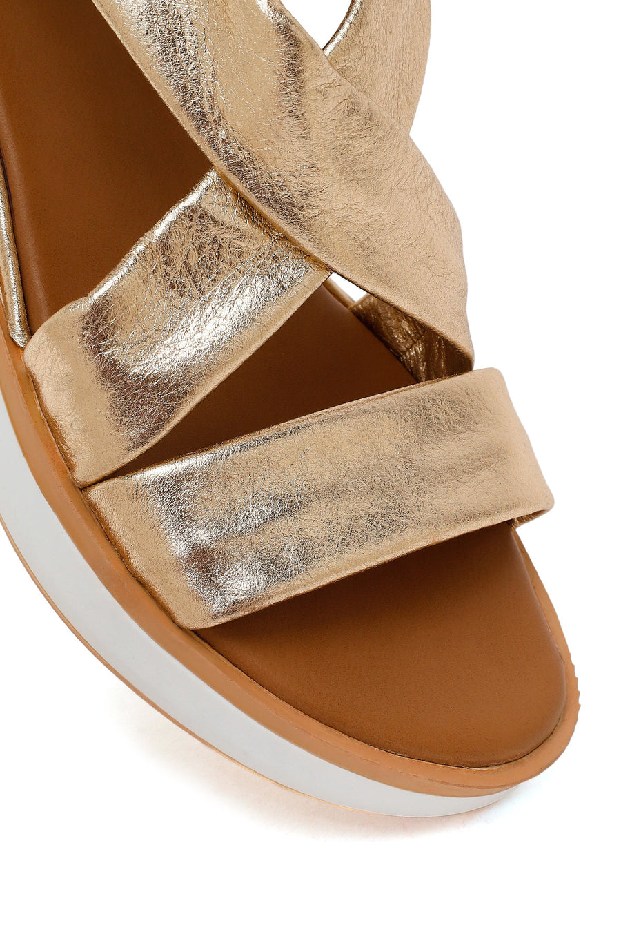 Women's Gold Chunky Metallic Leather Sandals