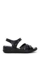 Women's Black Ankle Strap Leather Comfort Sandals | Derimod