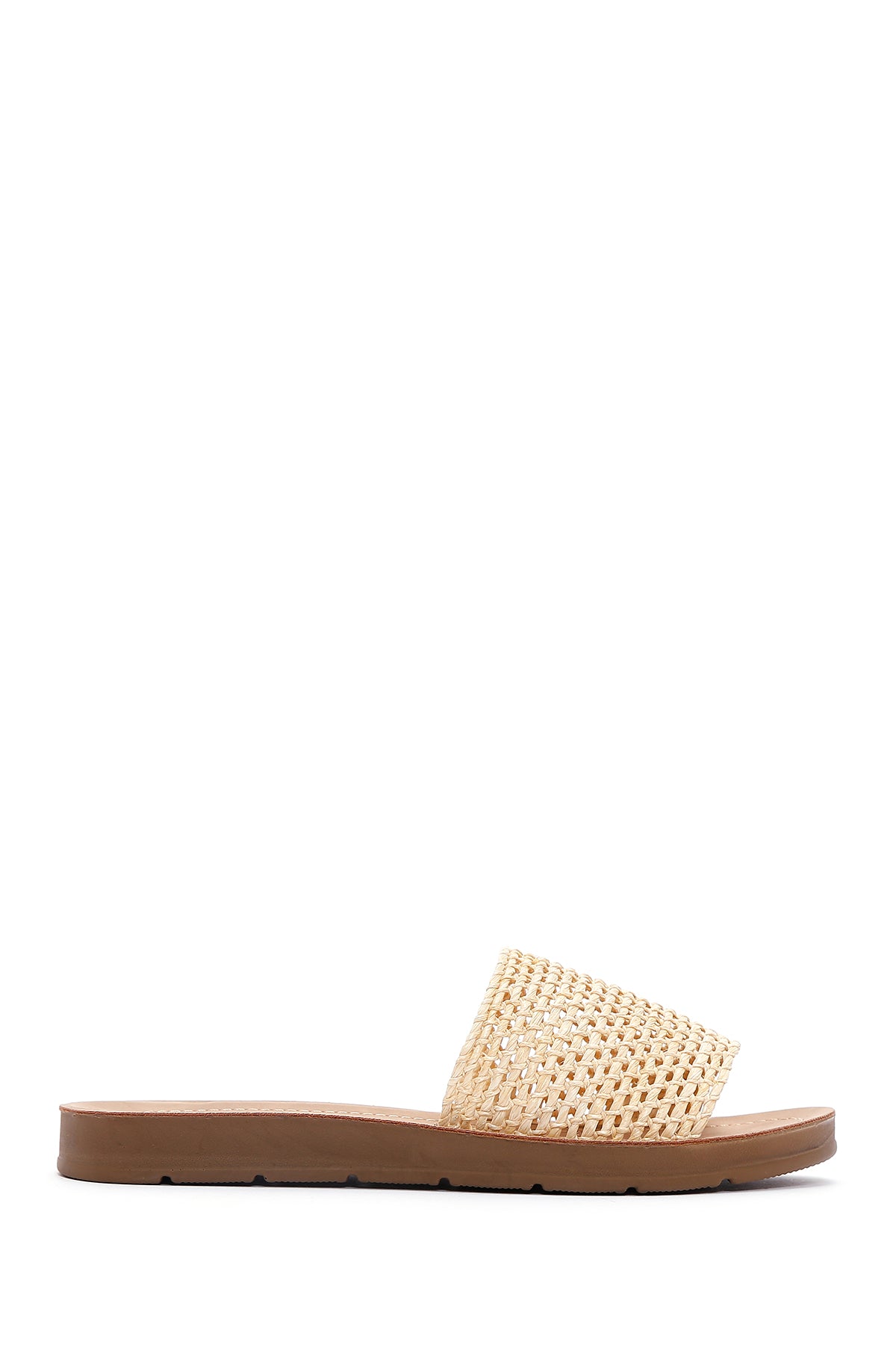 Women's Beige Straw Slippers 23SFE465918 | Derimod