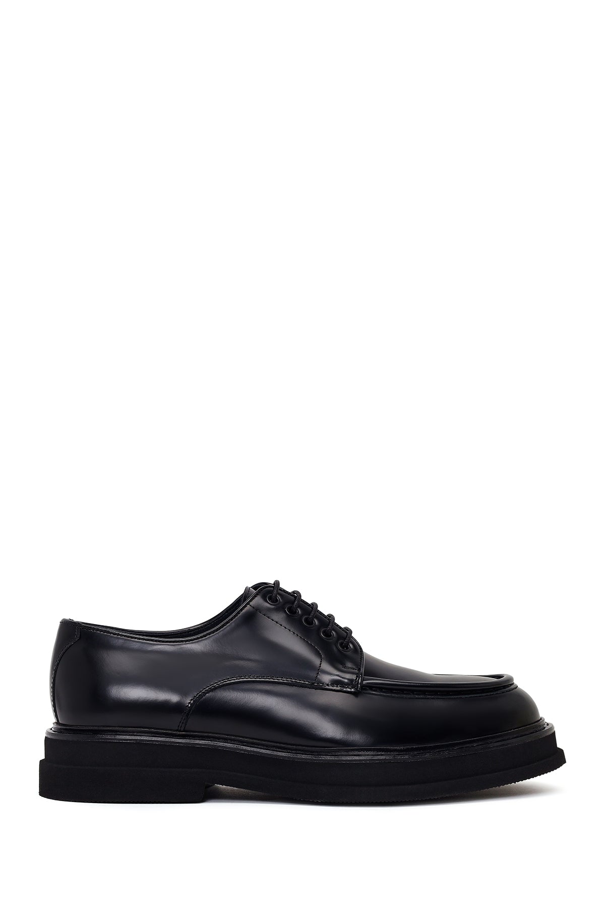 Male Black Lace-Up Thick-Soled Leather Casual Shoes WM802005DA | Derimod