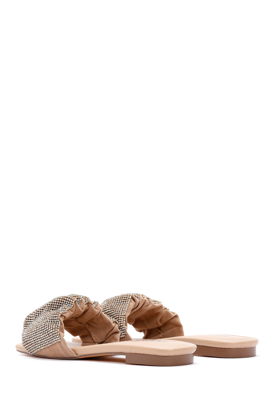 Women's Beige Stone Flat Slippers