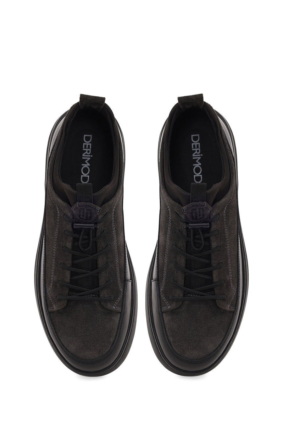 Male Gray Lace-Up Thick-Soled Leather Sneaker