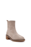 Women's Mink Zippered Thick Heel Suede Leather Boots | Derimod