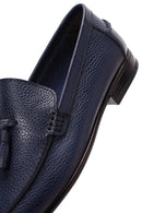 Men's Navy Blue Leather Tasseled Loafer | Derimod