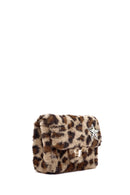 Women's Brown Leopard Pattern Long Chain Strap Plush Shoulder Bag | Derimod