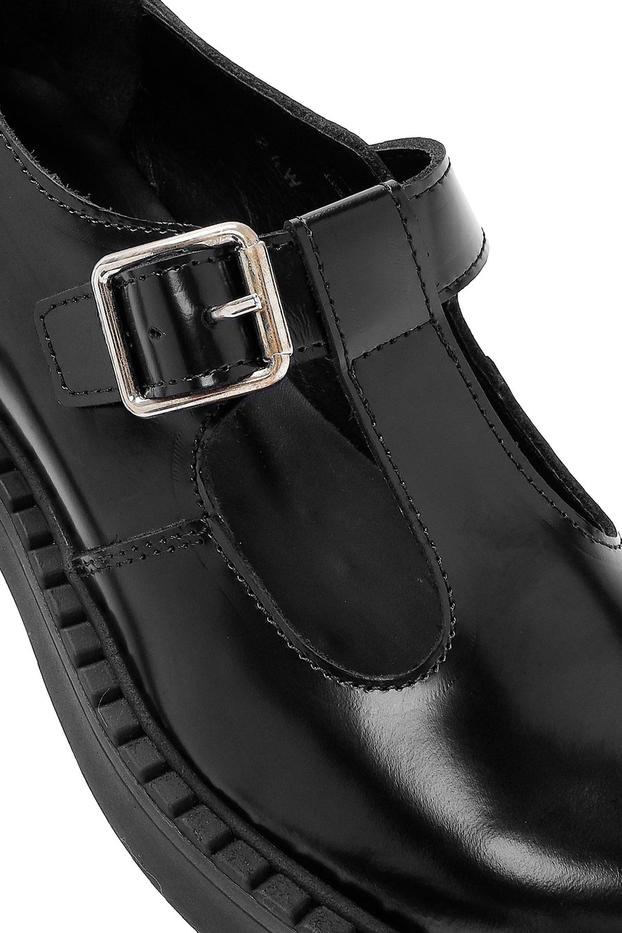 Women's Black Leather Strap Masculine Shoes