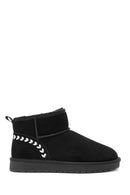 Women's Black Fur Detailed Suede Leather Boots | Derimod