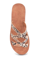 Women's Camel Snake Printed Slippers | Derimod