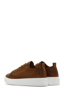 Men's Tan Lace-up Thick-Sole Leather Sneaker | Derimod