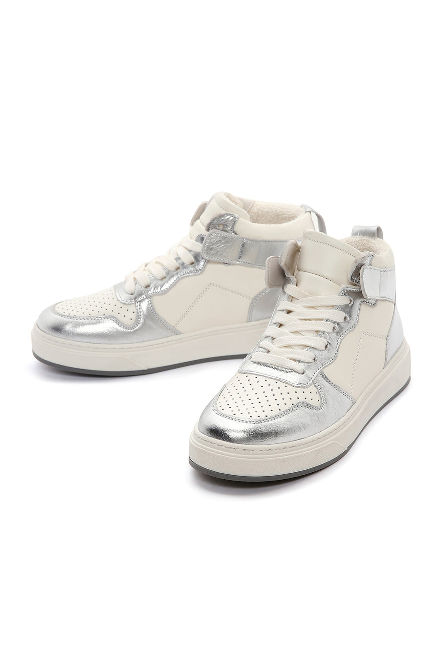 Kadın Gümüş Deri Bilekli Sneaker