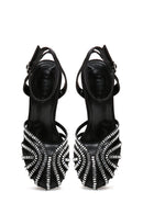 Women's Black Stone Thin Heel Sandals | Derimod