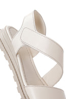 Women's Beige Ankle Strap Leather Sandals | Derimod