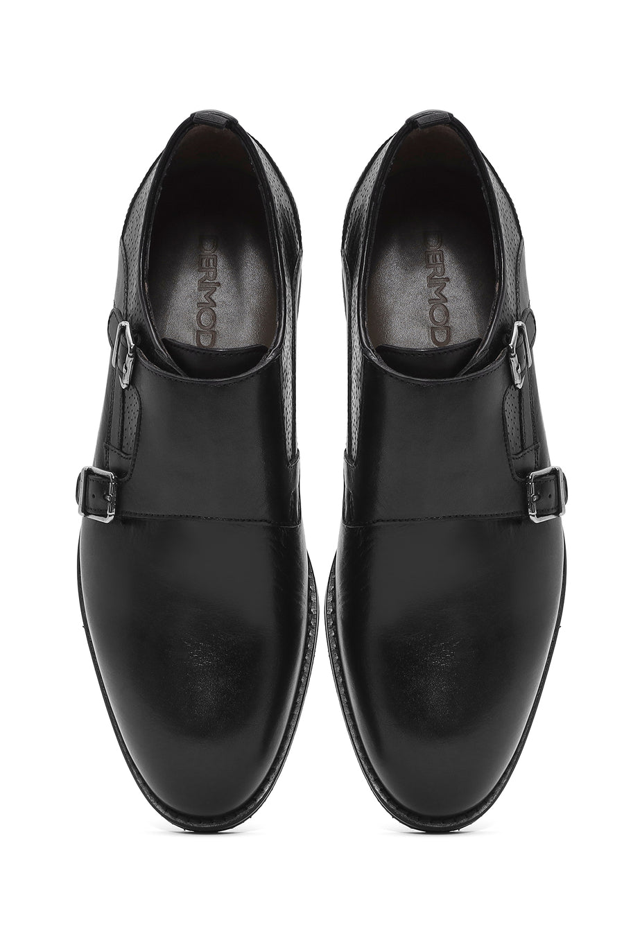 
Men's Black Double Buckle Leather Classic Shoe
