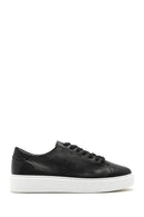 Men's Black Lace-up Thick-Sole Leather Sneaker | Derimod