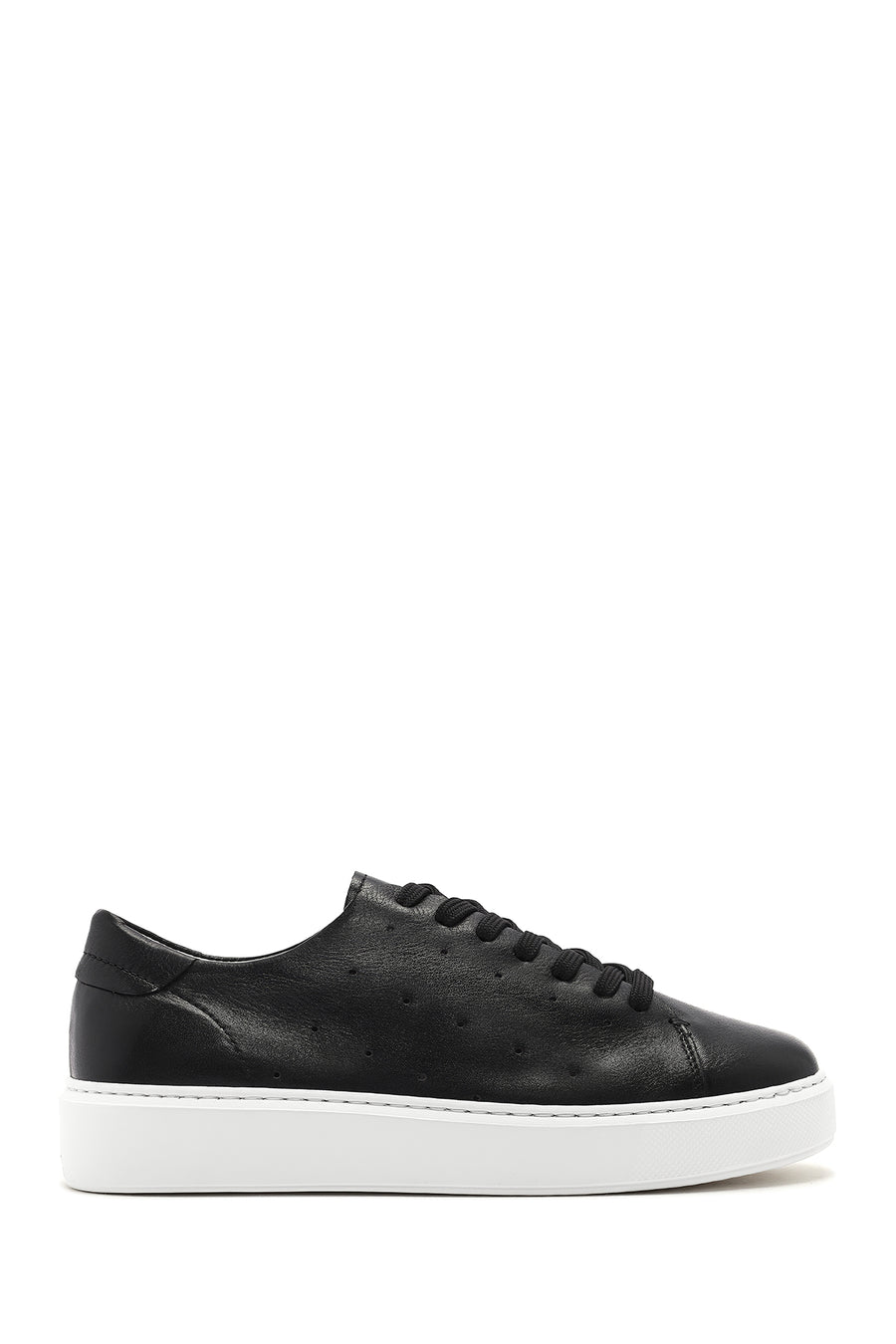 Men's Black Lace-up Thick-Sole Leather Sneaker 25SFD750618 | Derimod