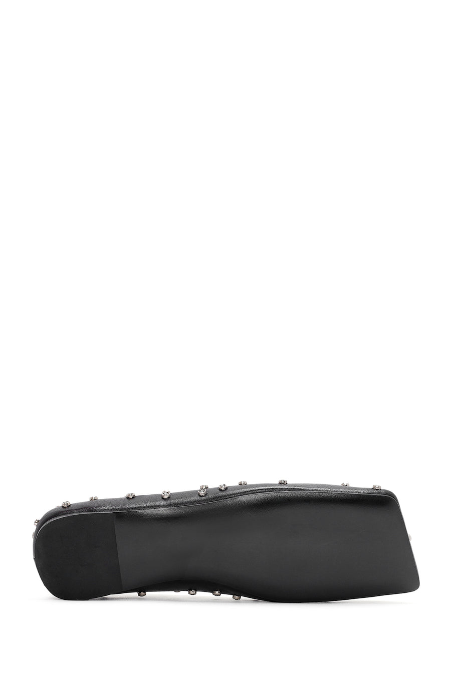 Women's Black Stone Detailed Leather Ballerinas