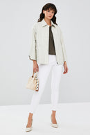 Karen Women's Beige Oversize Leather Jacket | Derimod