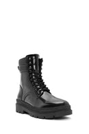 Men's Black Zippered Leather Combat Boots | Derimod