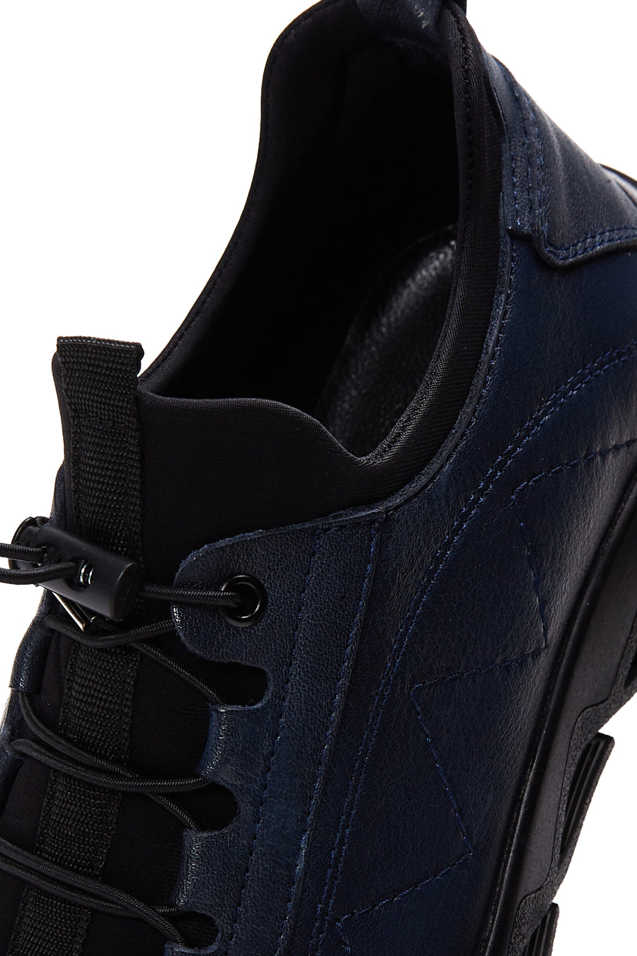 Erkek Lacivert Deri Casual Sneaker