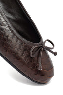 Woman Brown Patterned Leather Babet | Derimod
