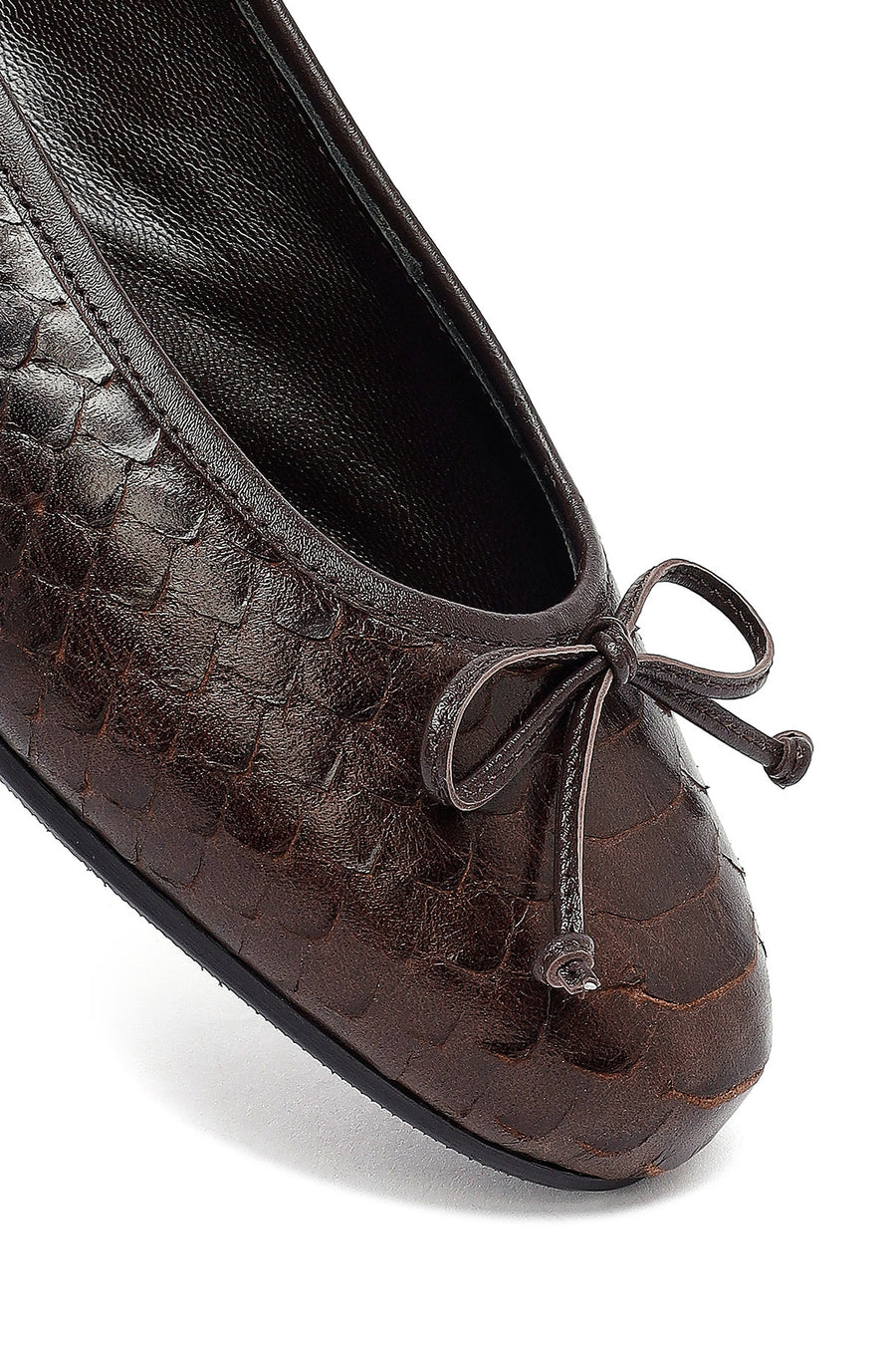 Woman Brown Patterned Leather Babet