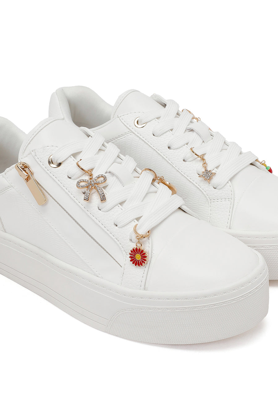 Woman White Lace-up Chunky Sneaker