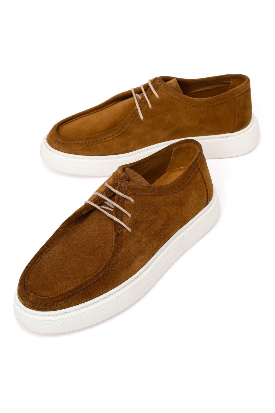 Male Tan Lace-Up Thick-Soled Suede Casual Shoes