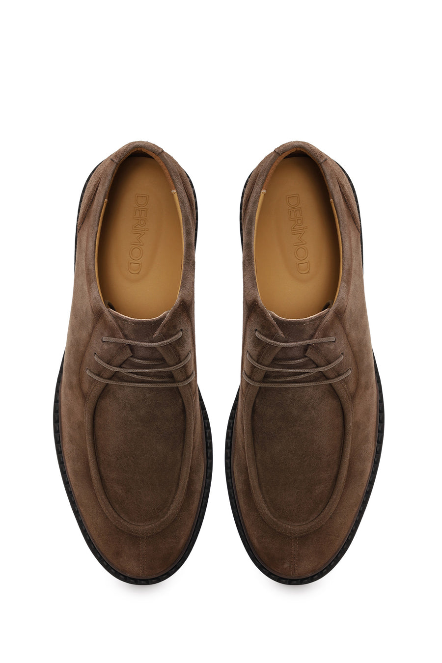 Male Beige Lace-Up Thick-Soled Suede Casual Shoes