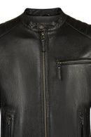 Lavine Male Black Slim-Fit Leather Jacket | Derimod