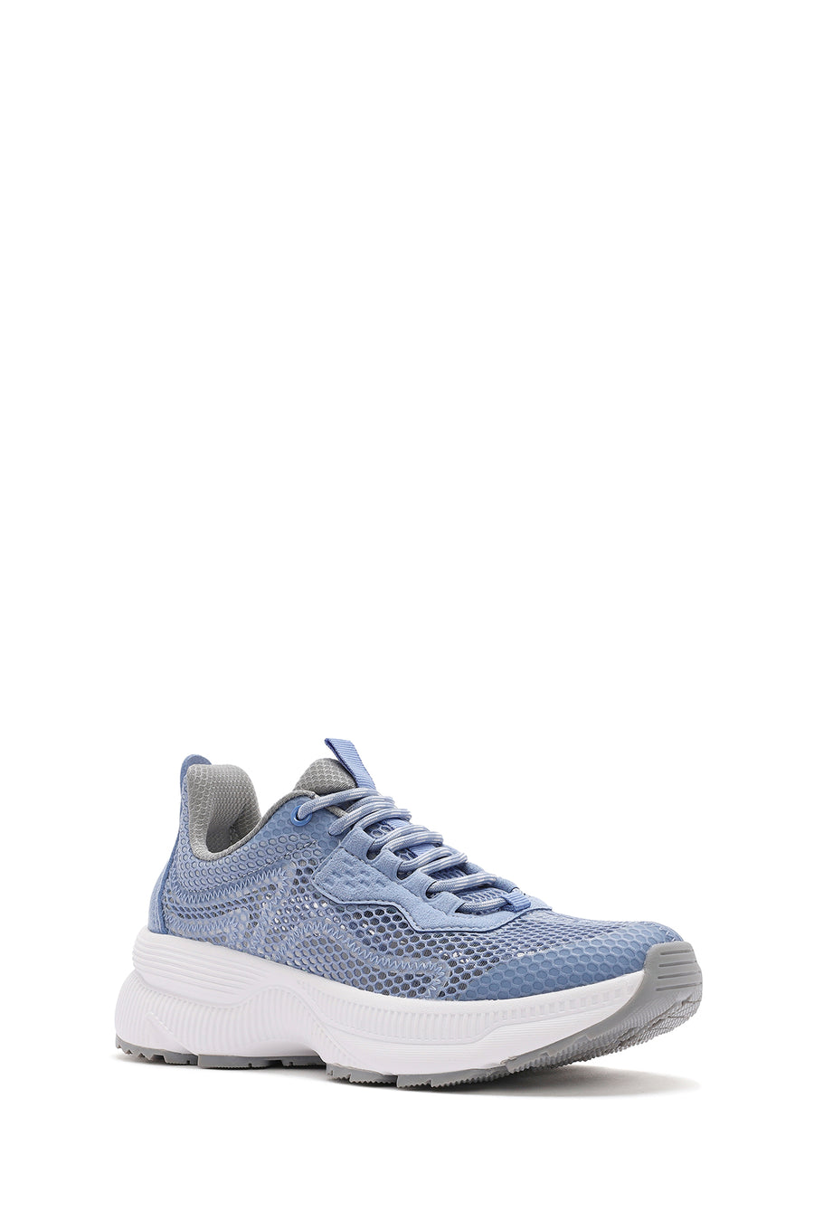 Kadın Mavi Bağcıklı Kalın Tabanlı Kumaş Sneaker