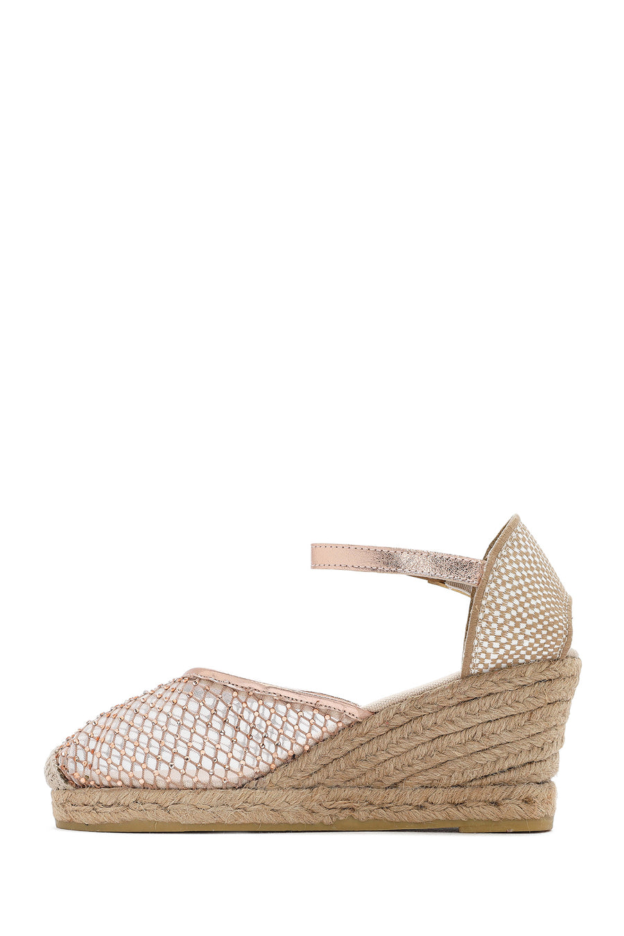 Women's Gold Ankle Buckle Wedge Heel Espadrille Sandals