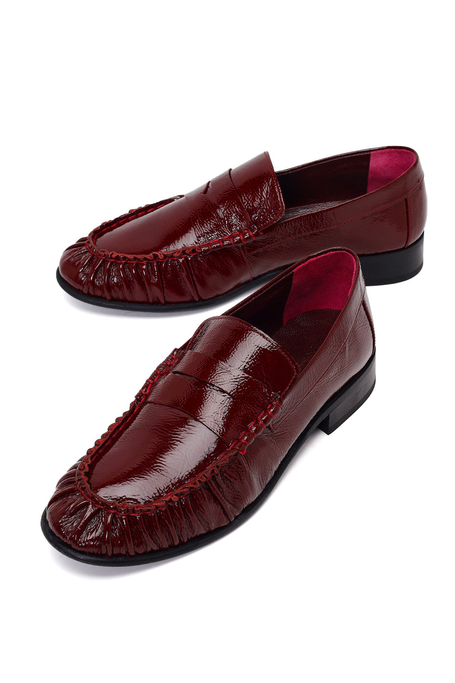 Kadın Bordo Deri Maskülen Loafer