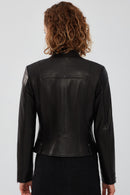 Madison Women's Black Short Leather Jacket | Derimod