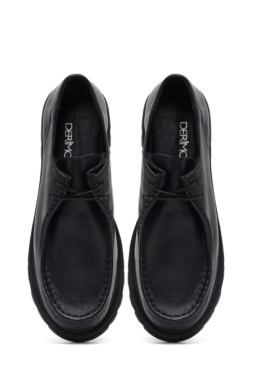 Woman Black Lace-up Leather Masculine Shoes