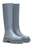 Kadın Gri Deri Kalın Tabanlı Çizme | Derimod