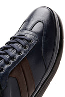 Men's Navy Blue Leather Casual Sneaker | Derimod