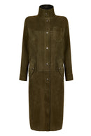 Los Angeles Woman Green Suede Coat | Derimod