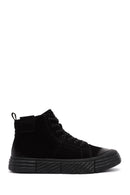 Men's Black Zippered Nubuck High Top Sneakers | Derimod