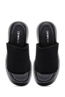 Kadın Siyah Deri Kalın Tabanlı Terlik | Derimod