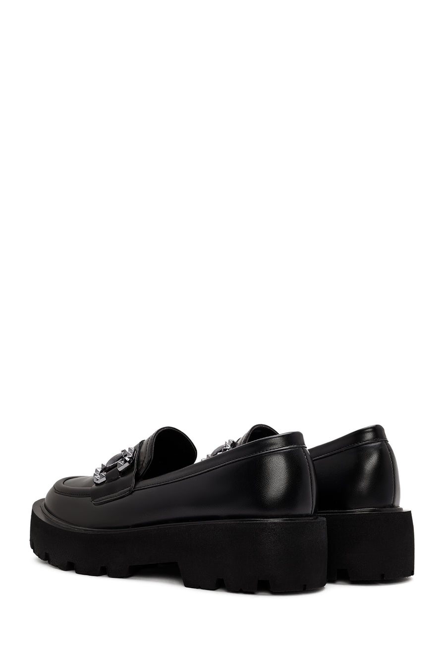 Kadın Siyah Toka Detaylı Maskülen Loafer