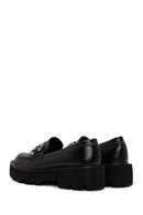 Women's Black Buckle Detailed Masculine Loafer | Derimod